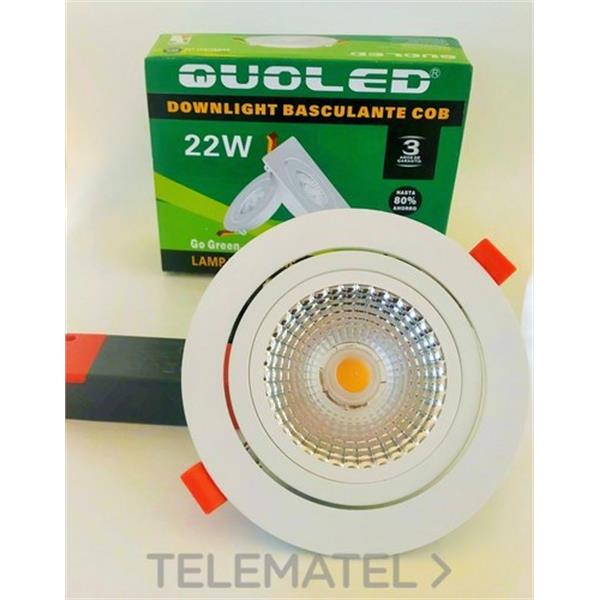 QUOLED 0013-22W-111 DOWNLIGHT LED 22W BASCULAR RED.BL. LUZ FRIA 6500K