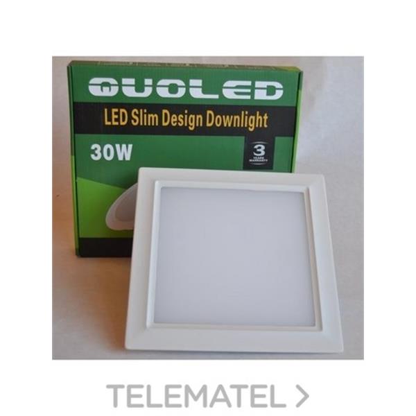 QUOLED 0011-30W-213 DOWNLIGHT LED 30W EMP. CUAD. BL LUZ CALIDA 3000 K