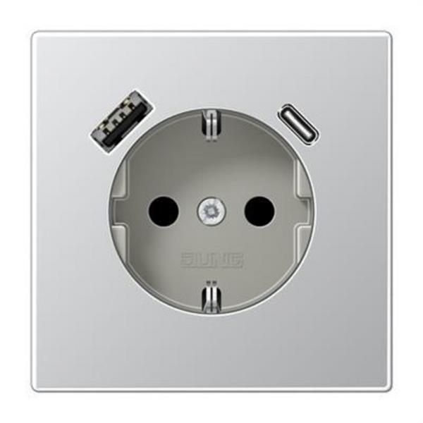 JUNG AL1520-15CA Enchufe con USB-AC Serie LS aluminio