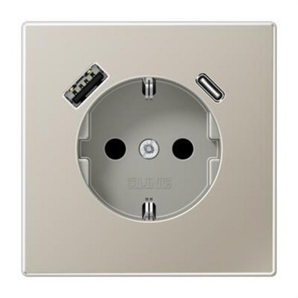 JUNG ES1520-15CA Enchufe con USB-AC Serie LS acero