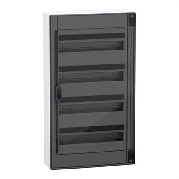 SCHNEIDER ELECTRIC LVSXM418 Caja de superficie PrismaSeT XS 18 módulos 4 filas puerta ahumada