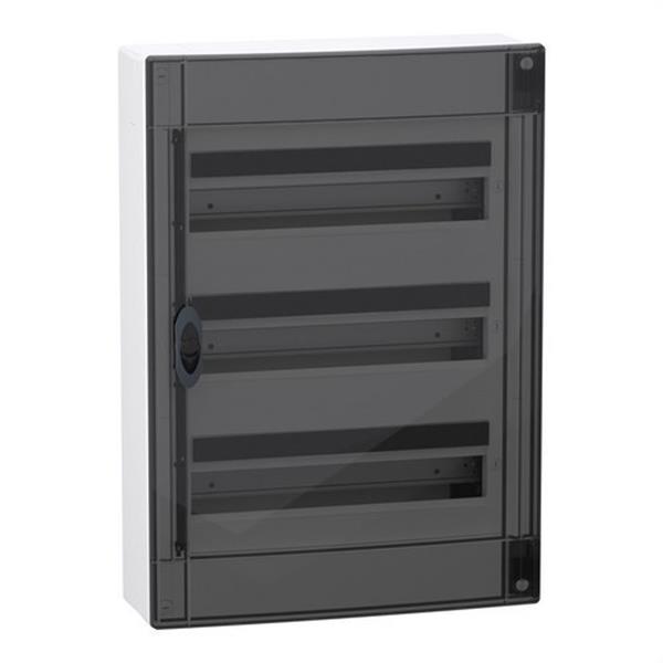 SCHNEIDER ELECTRIC LVSXM318 Caja de superficie PrismaSeT XS 18 módulos 3 filas puerta ahumada