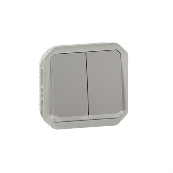 LEGRAND 069526L Conmutador doble luminoso Plexo modular, 10AX, gris