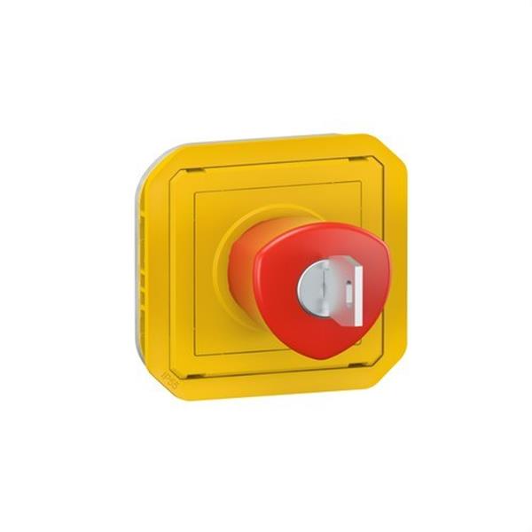 LEGRAND 069548L Pulsador de emergencia componible Plexo, desbloqueo con llave de restablecimiento
