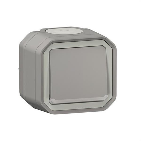 LEGRAND 069712L Conmutador testigo Plexo monobloc de superficie, 10AX, gris