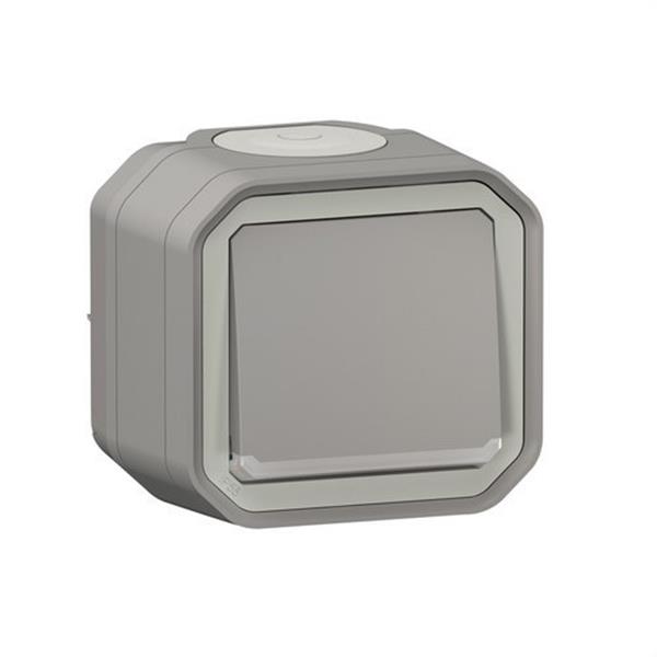 LEGRAND 069713L Conmutador luminoso Plexo monobloc de superficie, 10AX, gris