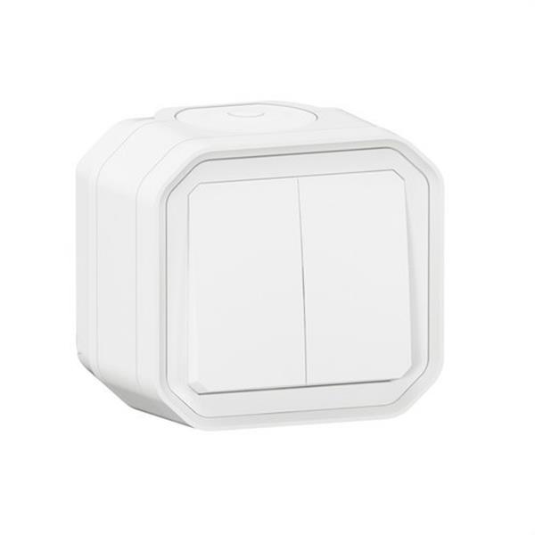 LEGRAND 069755L Conmutador doble Plexo monobloc de superficie, 10AX, blanco