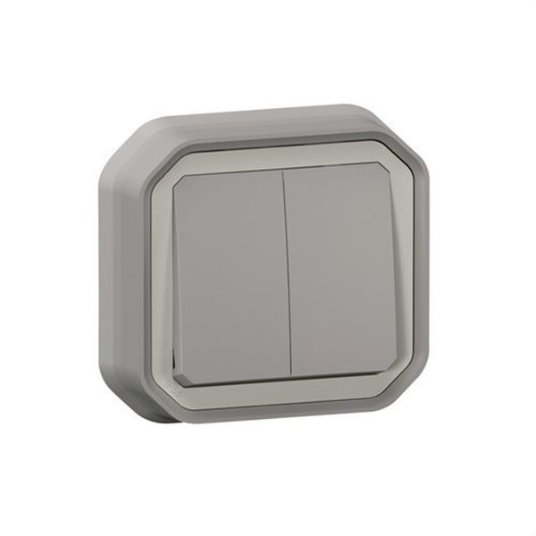LEGRAND 069815L Conmutador doble Plexo monobloc de empotrar, 10AX, gris