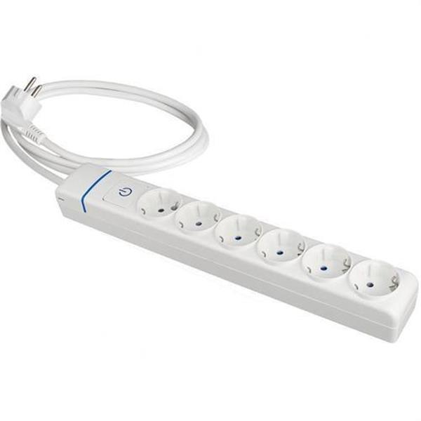 SOLERA 8016PIL Prolongador con 6 tomas 2P+T 16A 250V con interruptor luminoso 1.5m de cable H05VV-F 3G1,5m