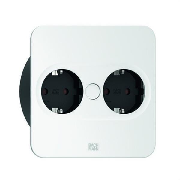 BACHMANN 946201 Mecanismo angular TWIST 2 2xtomas 2m cable+clavija para montar blanca RAL9010