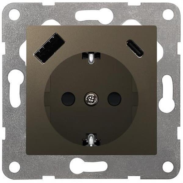 BJC 23526-USBC-GL Tapa + mecanismo base schuko VIVA USB AC PD, gris lava