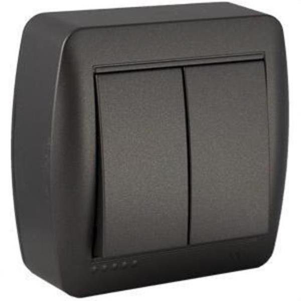 SOLERA MUR12NGU Doble conmutador Serie Mural 10AX 250V de superficie GRAFITO