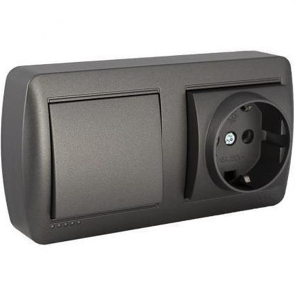 SOLERA MUR63NGU Base fija Serie Mural 2P+T 16A 250V + conmutador / interruptor 10AX 250V de superficie