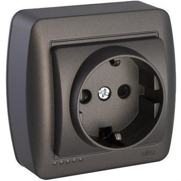 SOLERA MUR60NGU Base fija Serie Mural 2P+T 16A 250V de superficie GRAFITO