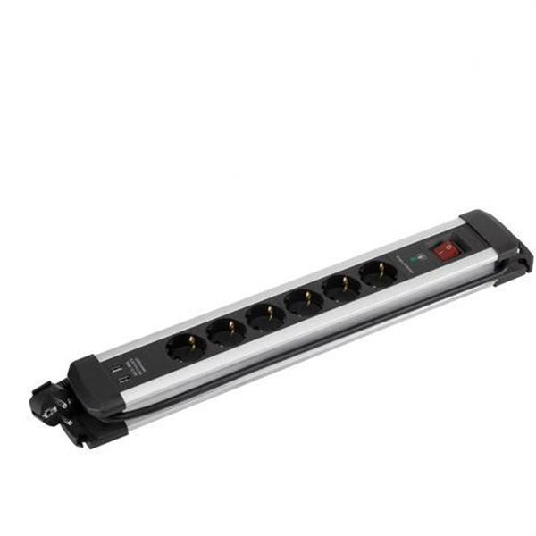 SIMON BM726601 Base EXTRAPOWER aluminio 6T + 2 USB con protección