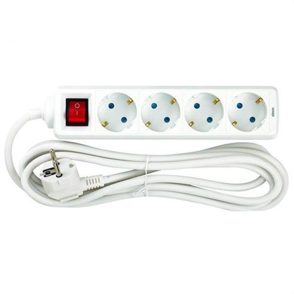 SIMON BM712402 Base con 4 tomas TT interruptor cable 3m blanca (Fajín)