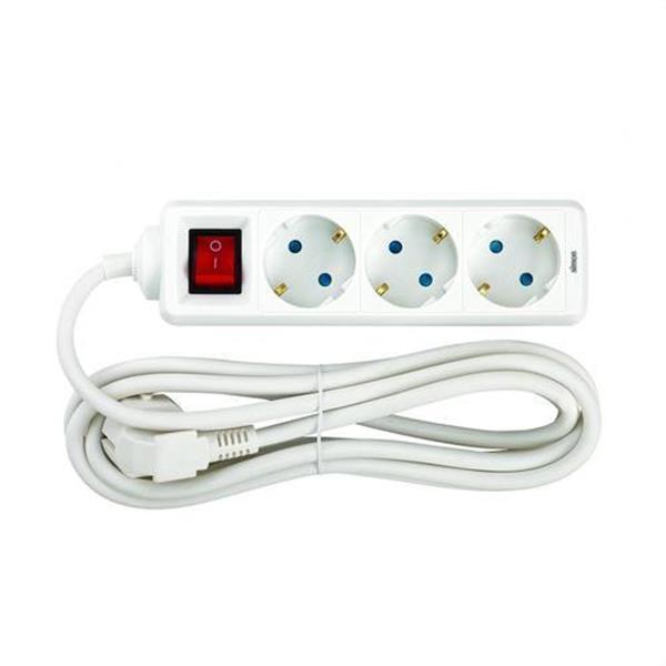 SIMON BM712303 Base con 3 tomas TT interruptor 3m 3G1,5 blanca (Fajín)