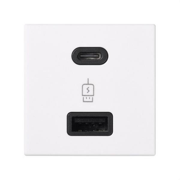 SIMON K126F/9 Cargador USB tipo "A+C" 3,1A con Quickcharge 2 elementos K45 blanco