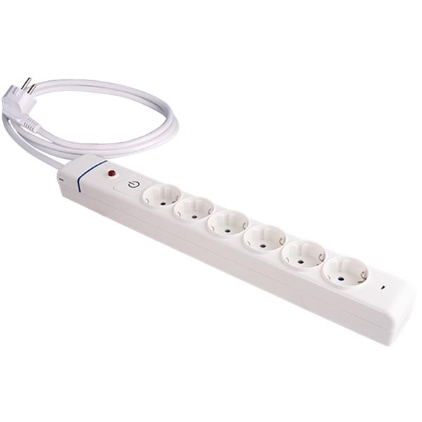 SOLERA 61ILSO Prolongador con 6 tomas 2P+T 16A 250Vcon interruptor luminoso 1,5m de cable H05VV-F 3G1,5mm