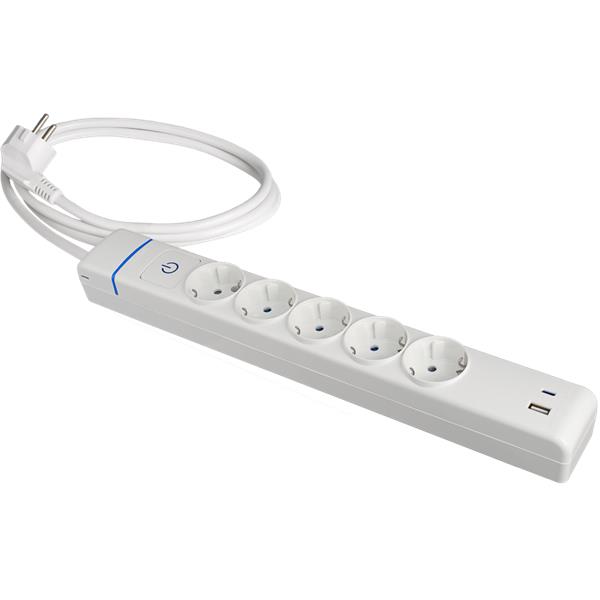 SOLERA 51ILAC Prolongador con 5 tomas 2P+T 16A 250V con interruptor luminoso 1,5m de cable H05VV-F 3G1,5m