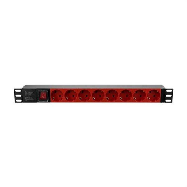 KEYNET SYSTEMS FSK-198-DOF-SAI REGLETA ELECTRICA 8 TOMAS SCHUKO TIPO DIN 49440-1 COLOR ROJO 19"