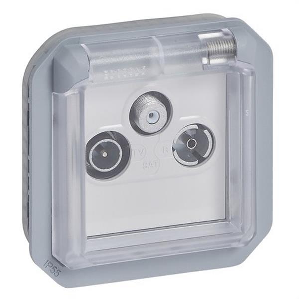 LEGRAND 069558L Base TV-R-SAT Plexo componible gris con demodulador individual, instalación de superficie o