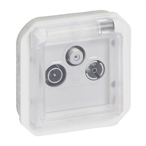 LEGRAND 069654L Base TV/R-SAT única, plexo componible, 1,5dB, 2400MHz, instalación de superficie o de empot