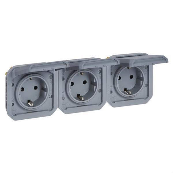LEGRAND 069578L Base de corriente precableada Plexo IP55, 3x2P+T, horizontal-modular, gris