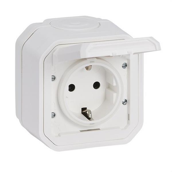 LEGRAND 069770L Base de corriente monobloc superficie Plexo IP55, 16A, 2P+T, embornamiento automático, blan