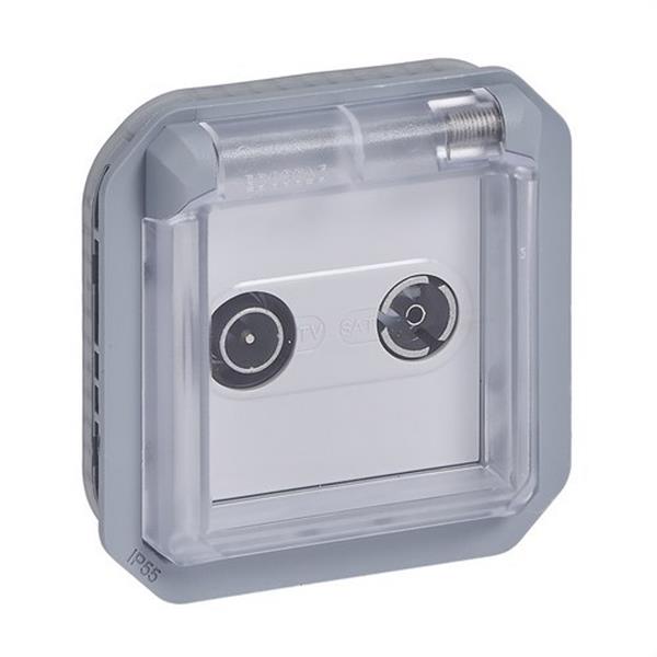 LEGRAND 069554L Base TV/R-SAT única, plexo componible, 1,5dB, 2400MHz, instalación de superficie o de empot