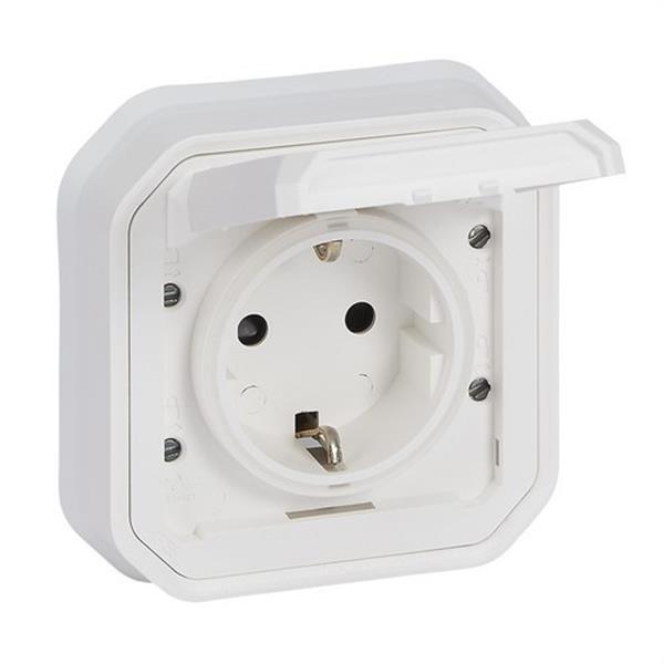 LEGRAND 069869L Base de corriente monobloc empotrar Plexo IP55, 16A, 2P+T, embornamiento con tornillos, bla