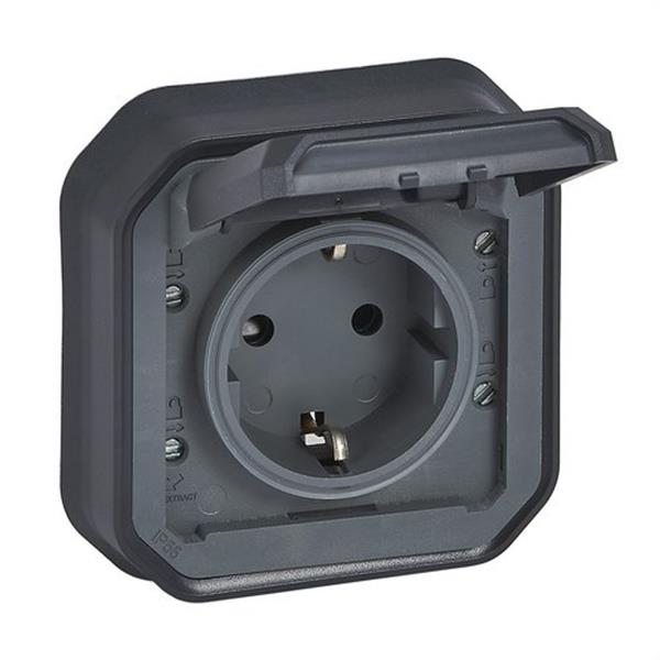 LEGRAND 069859L Base de corriente monobloc empotrar Plexo IP55, 16A, 2P+T, embornamiento con tornillos, ant