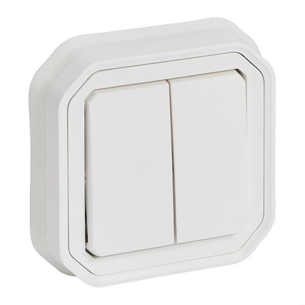 LEGRAND 069855L Conmutador doble Plexo monobloc de empotrar, 10AX, blanco