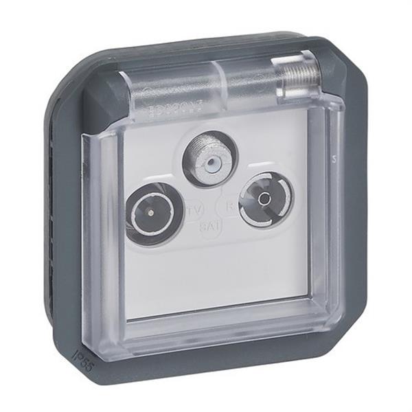 LEGRAND 069858L Base TV/R-SAT única, plexo componible, 1,5dB, 2400MHz, instalación de superficie o de empot