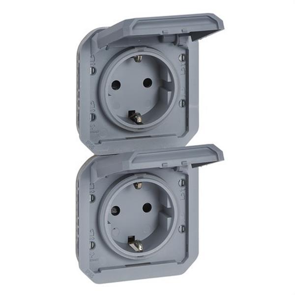 LEGRAND 069577L Base de corriente precableada Plexo IP55, 2x2P+T, vertical-modular, gris