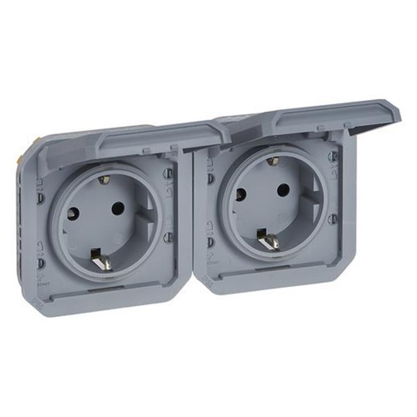 LEGRAND 069576L Base de corriente precableada Plexo IP55, 2x2P+T, horizontal-modular, gris