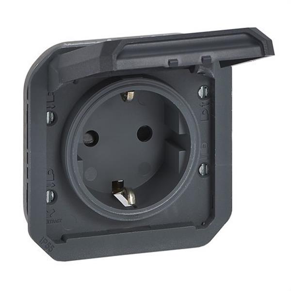 LEGRAND 069839L Base de corriente modular Plexo IP55, 2P+T, embornamiento con tornillos, antracita