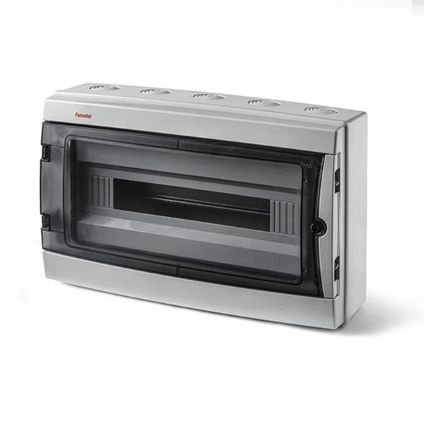 FAMATEL 3918-T Armario con 1x18 módulos superficie puerta transparente 431x286x141mm IP65