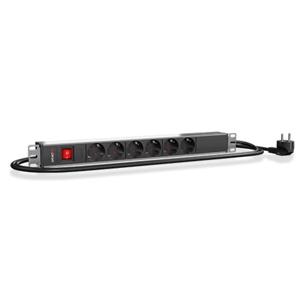 OPENETICS 02394 Regleta eléctrica PDU profesional 6 tomas schuko con interruptor