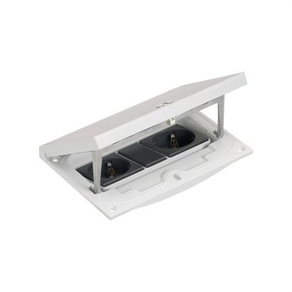 SIMON KFH210/72 Unidad Simon K45 con cierre manual y tapa portamecanismos con 2 bases schuko y alojamiento 