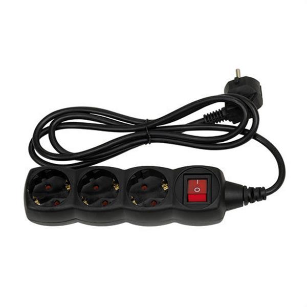 SIMON BM124160 Base 3 tomas TT interruptor cable 1,5m 3G1 negro