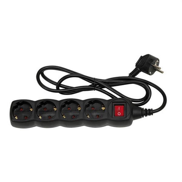 SIMON BM124170 Base 4 tomas TT interruptor cable 1,5m 3G1 negro