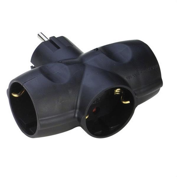 SIMON CL118314 Adaptador triple schuko 16A 250V negro