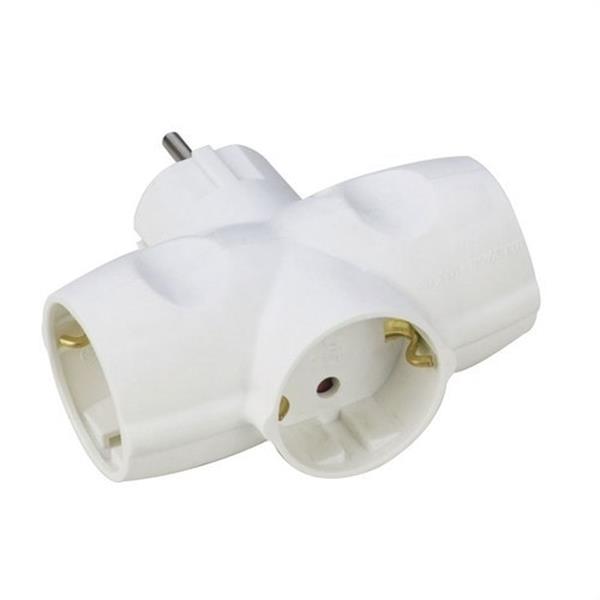SIMON CL118307 Adaptador triple schuko 16A 250V blanco
