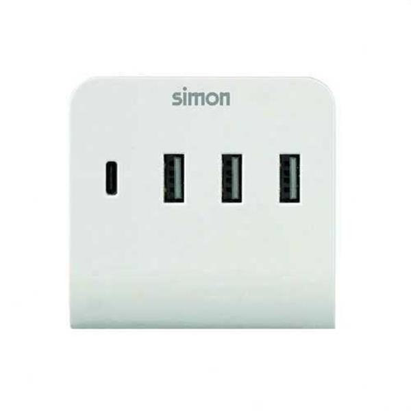 SIMON CL610304 ADAPTADOR 3 USB A + 1 USB C CON SOPORTE PARA SMARPTHONE