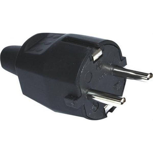 SILVER ELECTRONICS 9230 Clavija schuko macho 16A 4,8mm TT lateral IP20 caucho negro granel