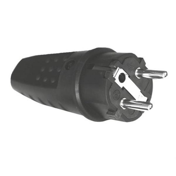 SILVER ELECTRONICS 9172 Clavija schuko macho 16A 4,8mm TT lateral caucho negro granel