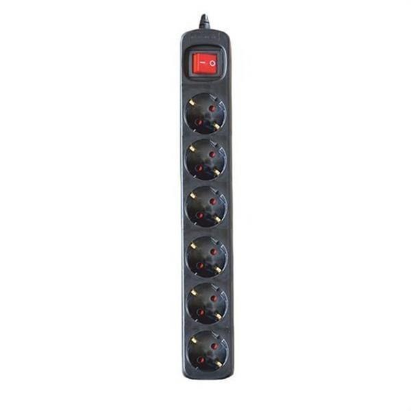 SILVER ELECTRONICS 9629 Base eléctrica multienchufe PROTEK CLASSIC 6 tomas con interruptor cable 1,5m IP20 negro