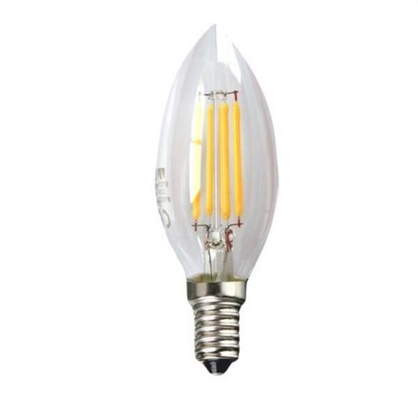 SILVER ELECTRONICS 970314 Lámpara LED vela de filamento E14 450lm 4W 3000K 20.000h transparente