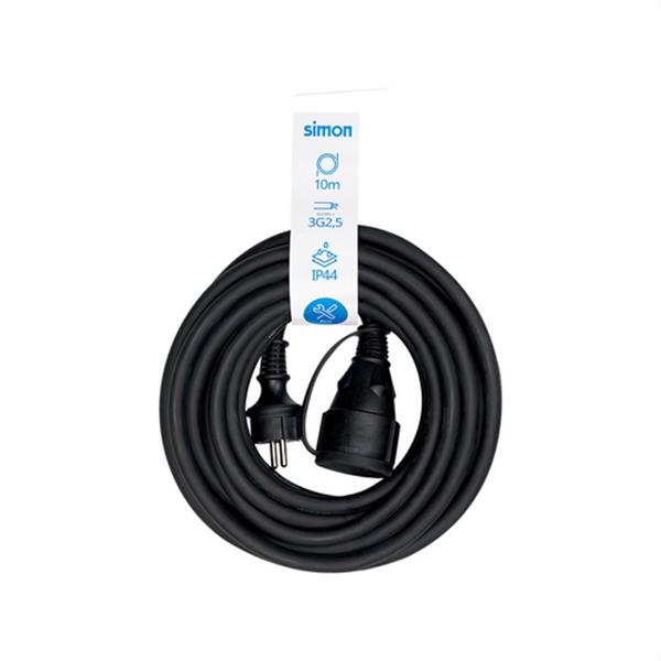 SIMON PL122401 Prolongador profesional H07RN-F, 3G2.5 10m IP44 negro